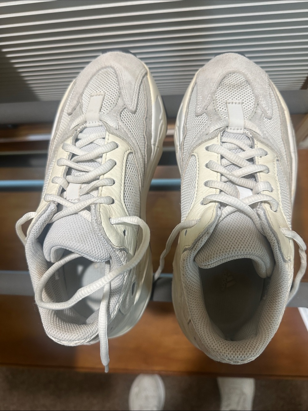 adidas Men's Light Off-White Cream Athletic Sneakers. Yeezy Boost 700.